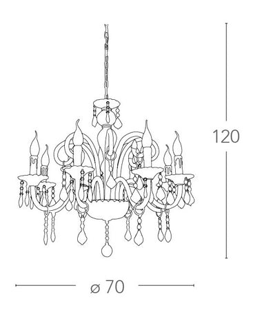 Lampadario a Sospensione Pendagli Cristallo K9 struttura Vetro Classico E14