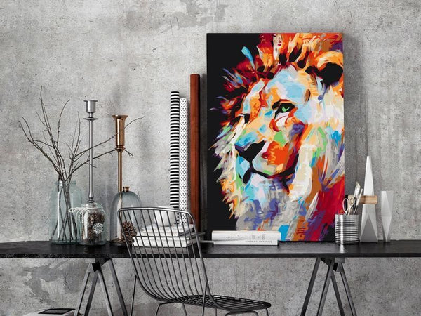 Quadro fai da te Portrait of a Colourful Lion
