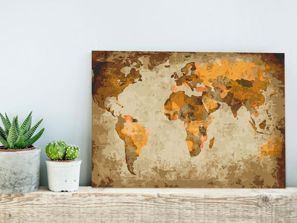 Quadro fai da te Brown World Map