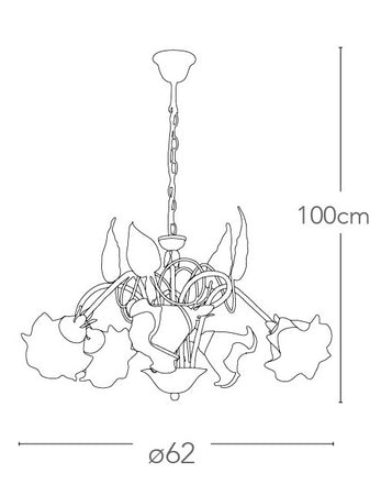 Lampadario Sospeso Decoro a Mano Metallo Vetro Classico Interno E14