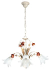 Lampadario Sospeso Rose Metallo Bianco Rosso diffusori Vetro Classico E14