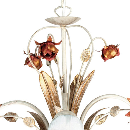 Lampadario Sospeso Rose Metallo Bianco Rosso diffusori Vetro Classico E14