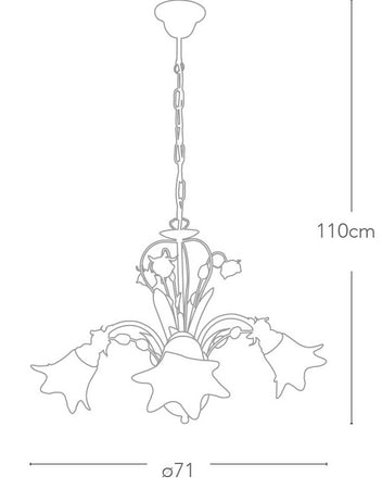 Lampadario Sospeso Rose Metallo Bianco Rosso diffusori Vetro Classico E14