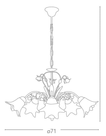 Lampadario a Sospensione Classico Rose Metallo Bianco Rosso diffusori Vetro E14