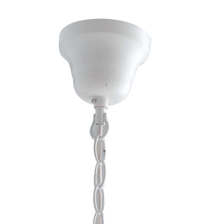 Lampadario Classico Metallo Bianco paralumi Tessuto Grigio Interno E14