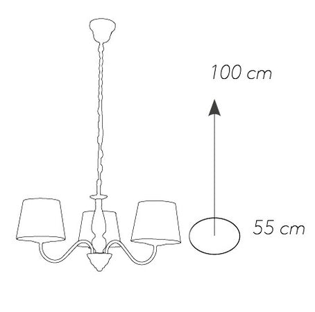 Lampadario Classico Metallo Bianco paralumi Tessuto Grigio Interno E14
