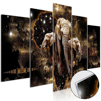 Quadri su vetro acrilico Brown Elephants [Glass]