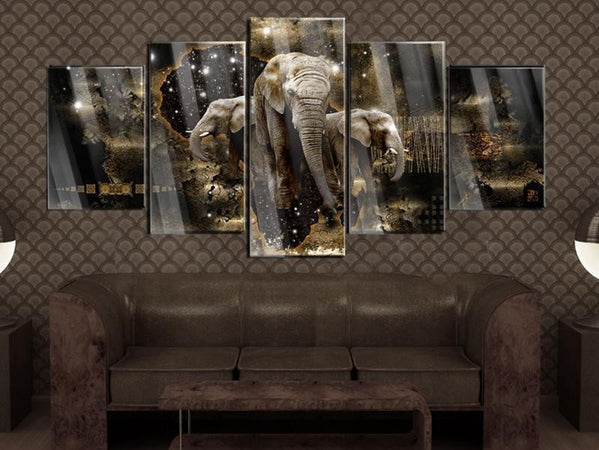 Quadri su vetro acrilico Brown Elephants [Glass]