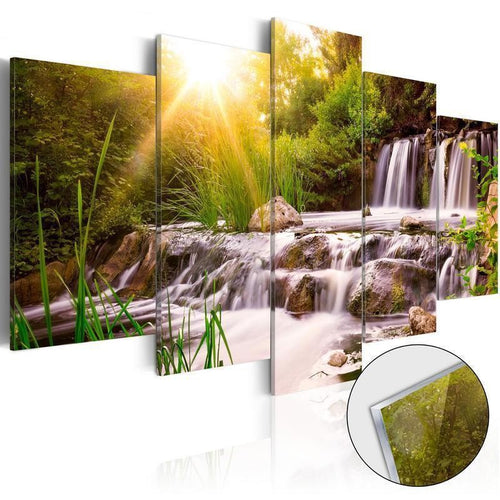 Quadri su vetro acrilico Forest Waterfall [Glass]