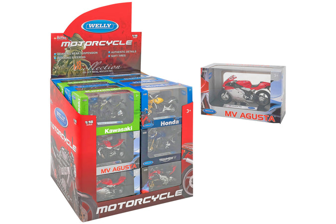 Welly Moto Strada Scala 1:18 12 Assortimenti