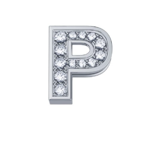 Elements Elemento lettera p in oro bianco e diamanti
