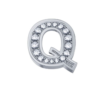Elements Elemento lettera q in oro bianco e diamanti