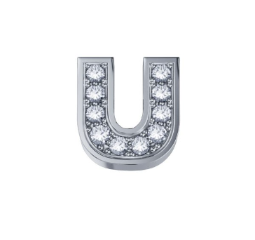 Elements Elemento lettera u in oro bianco e diamanti