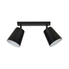 Plafoniera A Faretti 2 Luci Prism Con Coni In Acciaio Nero E Bianco Interno