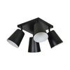 Plafoniera A Faretti 4 Luci Prism Con Coni In Acciaio Nero E Bianco Interno