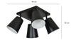 Plafoniera A Faretti 4 Luci Prism Con Coni In Acciaio Nero E Bianco Interno