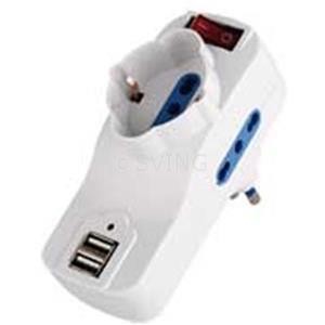 Tripla schuko 2 entrate e USB + interruttore