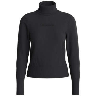 Guess Jeans pullover nero collo alto logo ricamato W4BR15Z3HO2JBLK Maglieria Guess Jeans