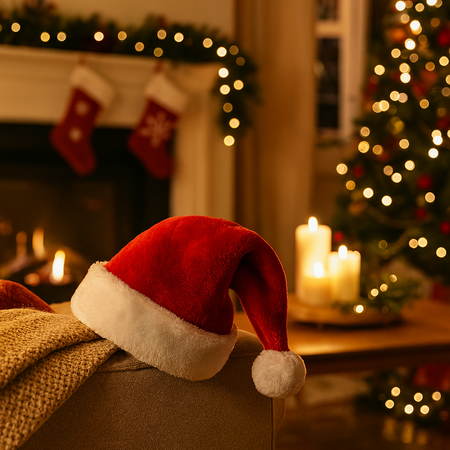 Cappello di Babbo Natale per travestimenti e cosplay, colore bianco e rosso