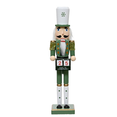 Soldatino schiaccianoci con calendario natalizio in legno colore verde decorazione natalizia, h 38 cm