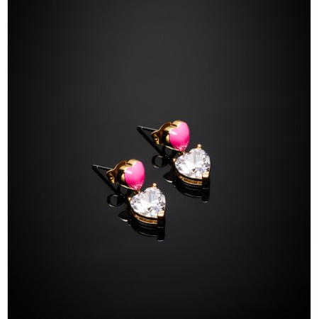 CHIARA FERRAGNI @ -  ORECCHINI DONNA COLLEZIONE CUORICINO NEON CON SMALTO ROSA