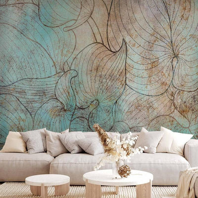 Carta da parati Foglie astratte blu