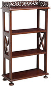 Biscottini Etagere in legno massello di mogano finitura noce 52x23x93 cm Elegante