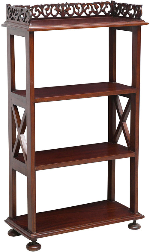 Biscottini Etagere in legno massello di mogano finitura noce 52x23x93 cm Elegante