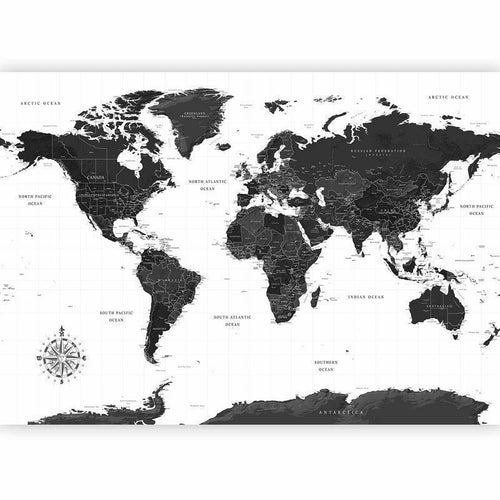 Carta da parati - Black and White Map