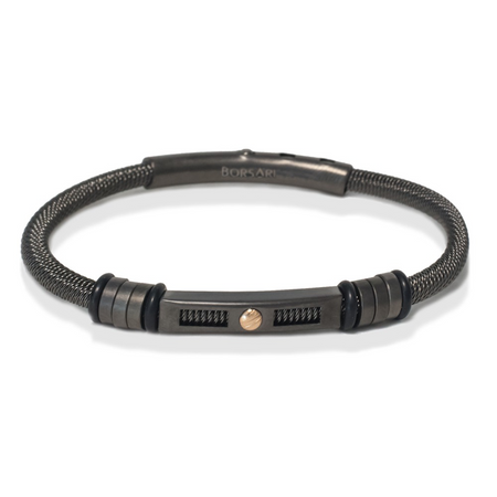 BORSARI - BRACCIALE UOMO IN ACCIAIO PVD NERO CON VITE IN ORO
