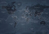Carta da parati - World map in blue - continents with inscriptions in English
