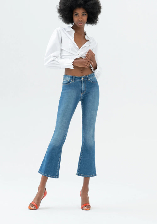 Fracomina jeans donna bella F cropped flare stonewash