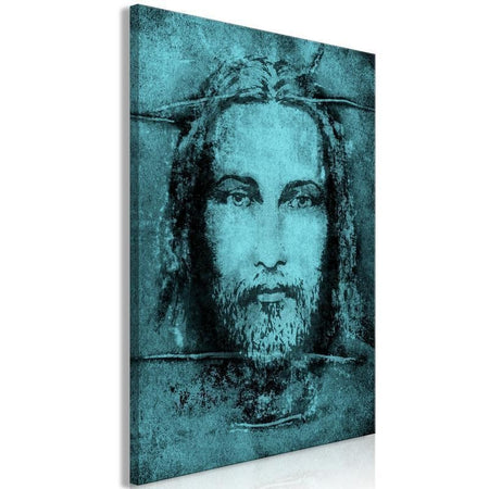 Quadro - Shroud of Turin in Turqoise (1 Part) Vertical