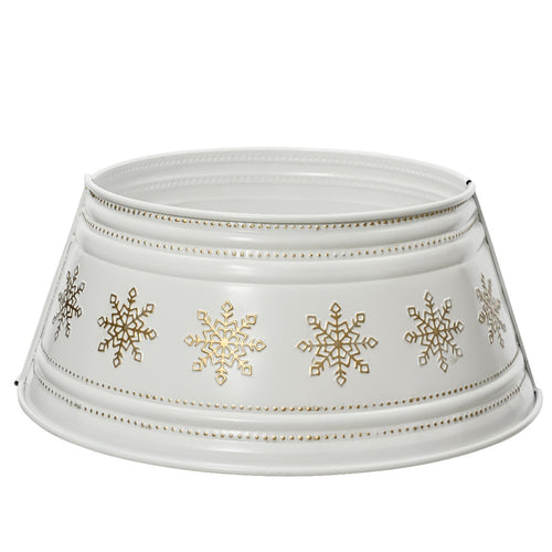 Copri base in ferro colore bianco e oro sottoalbero per Albero di Natale decorazione natalizia