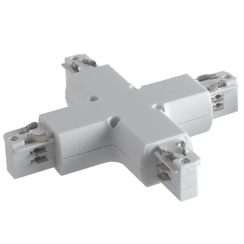 Connettore bianco per binari guida dalla forma a croce