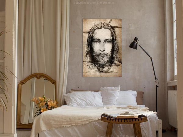 Quadro - Shroud of Turin in Sepia (1 Part) Vertical