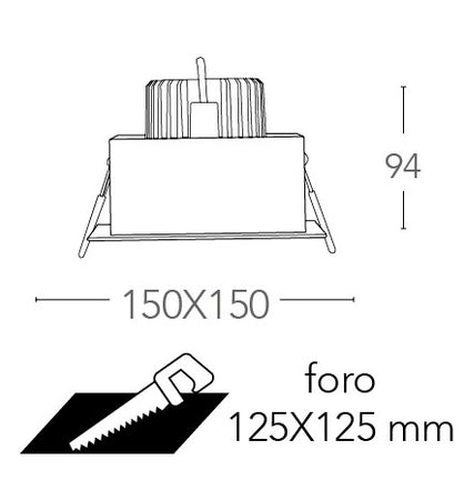 Incasso Quadrato Bianco Nero Controsoffitto Faretto Orientabile Led 20 watt Luce Naturale