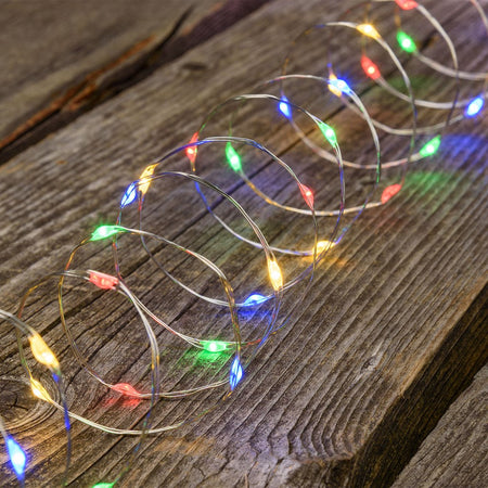 Luci di natale catena con 40 Micro Led e filo in metallo a batteria per interno