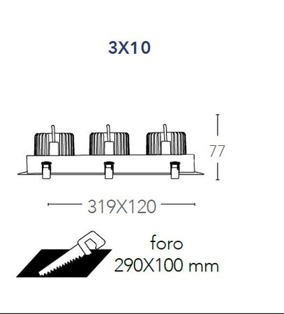 Faretto a Incasso Controsoffitto Bianco Nero Due Luci Orientabili 30 watt Luce Calda