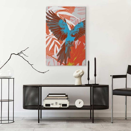 Quadro - Exotic Wings - Parrot Among Abstract Leaf Patterns