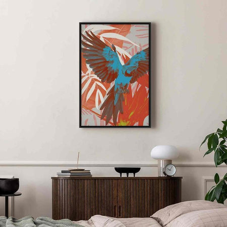 Quadro - Exotic Wings - Parrot Among Abstract Leaf Patterns