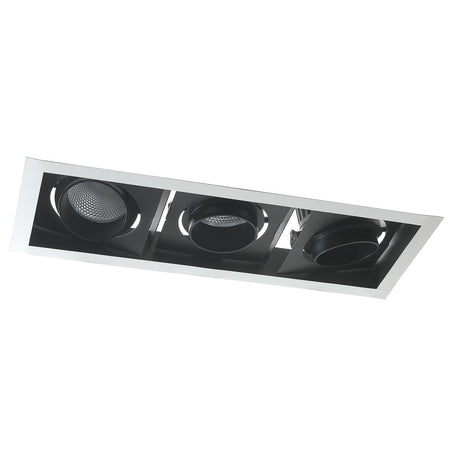 Faretto Nero Bianco 3 Luci Orientabili Incasso Controsoffittatura Led 135 watt 4000 kelvin