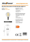 Alca Power G45 6W 220V 550LM 4000K E14 lampada mini sfera a filamento dimmerabile a led