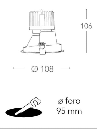 Faretto a Incasso Tondo Bianco Controsoffitto Led 10 watt Luce Naturale