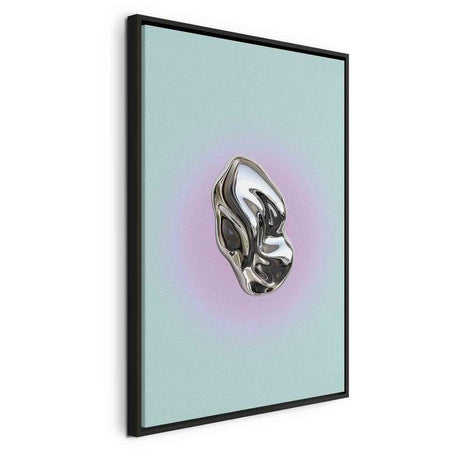 Quadro - Metallic Form - Abstract Sculpture on a Mint Background with a Purple Halo