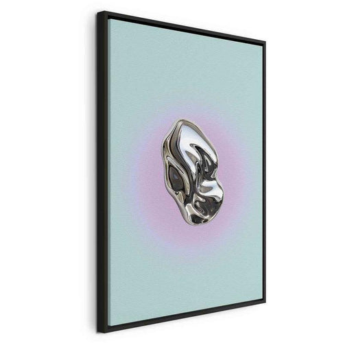 Quadro - Metallic Form - Abstract Sculpture on a Mint Background with a Purple Halo