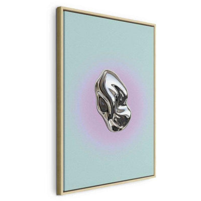 Quadro - Metallic Form - Abstract Sculpture on a Mint Background with a Purple Halo