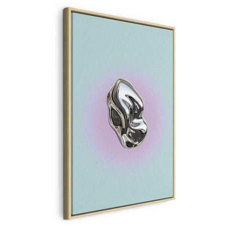 Quadro - Metallic Form - Abstract Sculpture on a Mint Background with a Purple Halo