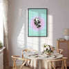 Quadro - Metallic Form - Abstract Sculpture on a Mint Background with a Purple Halo