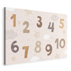 Quadro - Jumping Numbers - Numbers in a Subdued Beige-Brown Hue Among Snowflakes Stars and Clouds